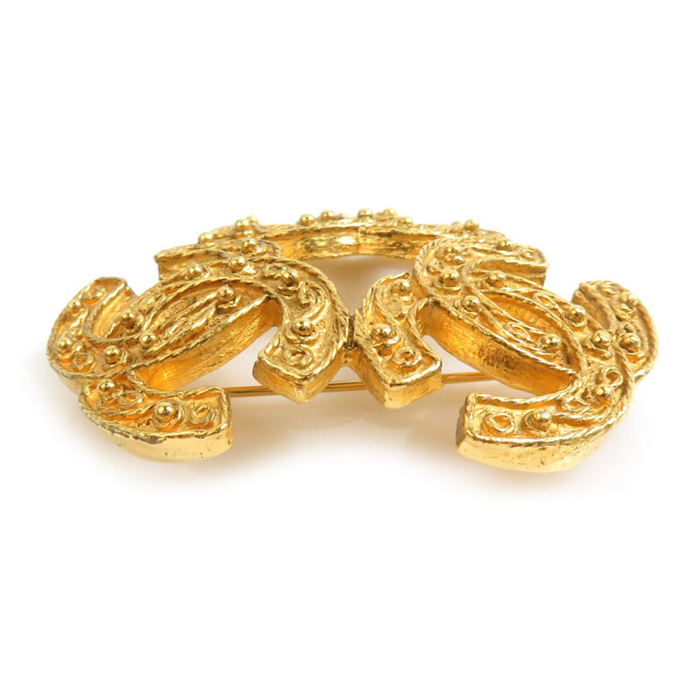 CHANEL Authentic Gold Logo Brooch - Picture 4 of 5